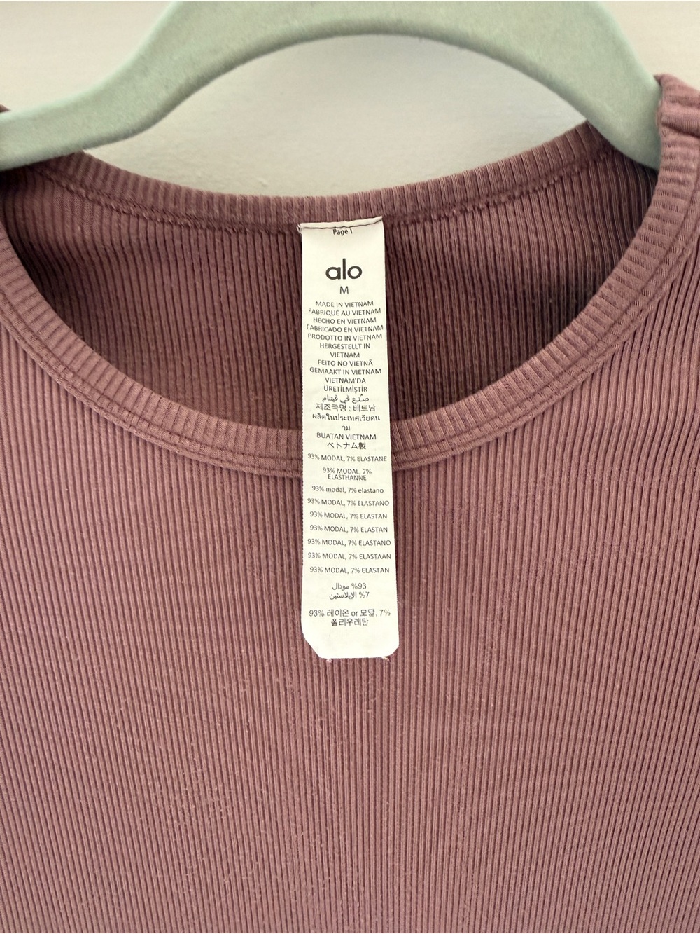 ALO Yoga Modal Long Sleeve Ribbed Tee in Smoky Quartz - Picture 2 of 3